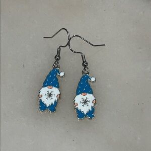 Blue and White Gnome Earrings